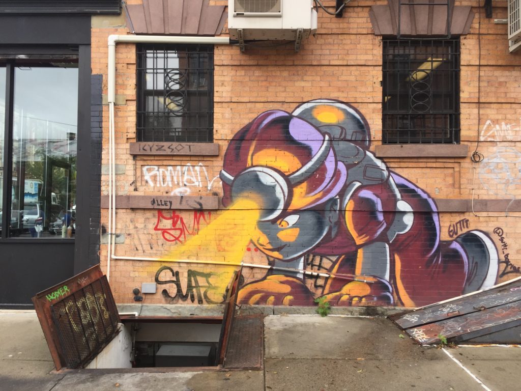 fresque murale d'un artiste inconnu au Bushwick Collective