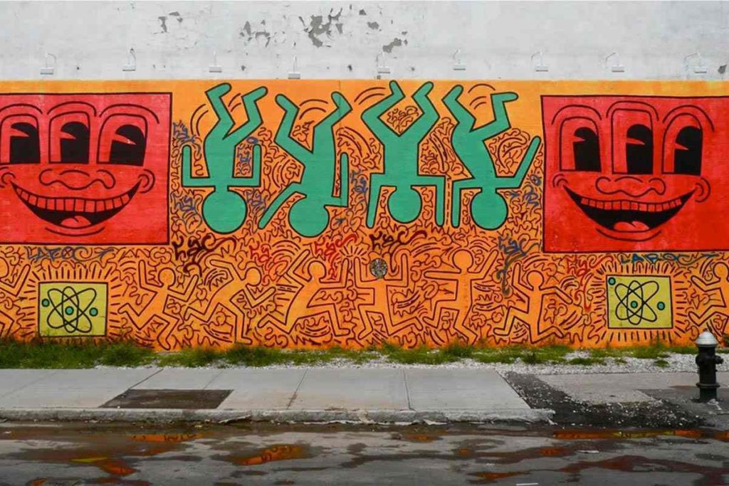 Réplique du mur original de Keith Haring au Houston Bowery Wall